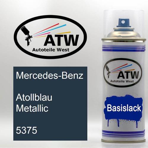 Mercedes-Benz, Atollblau Metallic, 5375: 400ml Sprühdose, von ATW Autoteile West.